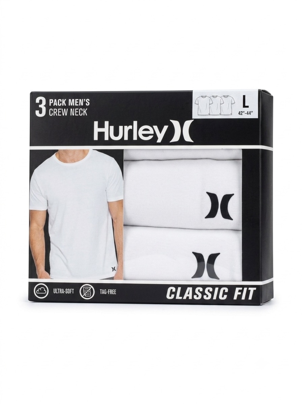 Hurley White Men’s 3-Pack Crew Neck T-Shirts